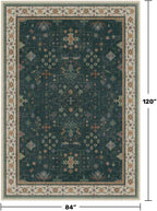 Hazo Haus Dark Green Vintage 7x10 Washable Rugs for Living Room - Dark Academia Victorian Floral Geometric Bedroom Rug, Ultra Soft Thin Low Pile Non-Slip Large Rugs for Lounge - Image 2