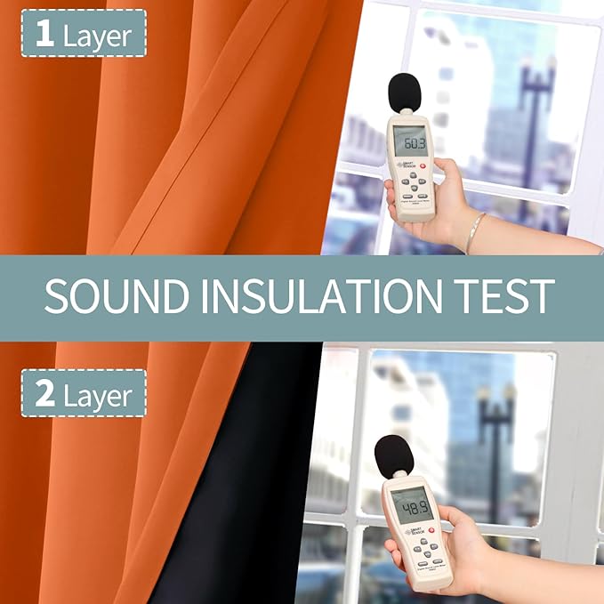 BGment Thermal Insulated 100% Blackout Curtains 95 Inch Length 2 Panels, Total Light Blocking Curtains for Bedroom, Grommet Window Drapes with Thick Black Liner, 52 Inch Wide Each Panel, Burnt Orange