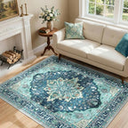 RELEANY Washable Area Rug, 4'x6', Teal - Image 3