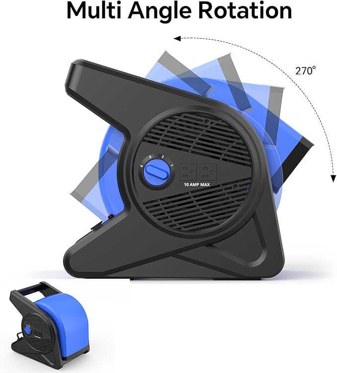 shinic 15" pivoting blower fan,portable pivoting blower fan with Reset Button for Floor & Carpet Drying,375 CFM, 3 Speeds Ideal for Office Garage Gym Home Use