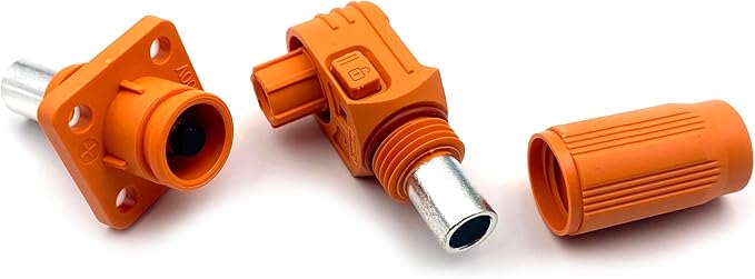 1 Set Battery Energy Storage Connector, 100A High Current Connectors Quick Plug Terminal Orange Right Angle Plug and Socket IP67 Waterproof Power Adapter Crimping 16mm² Wiring (1000V)