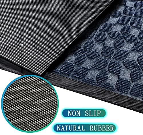 Bulijojo Sturdy Front Entrance Doormats,Durable Heavy Duty Welcome Mat,Thick Absorbent Natural Rubber Non Slip Mat,Easy Clean Entryway Mat Geometric Blue 23"x35" - Image 2