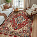 RELEANY Washable Area Rug, 5'x8', Red/Blue by RELEANY