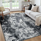 RELEANY Washable Square 7'x7' Area Rug for Living Room Black White by RELEANY