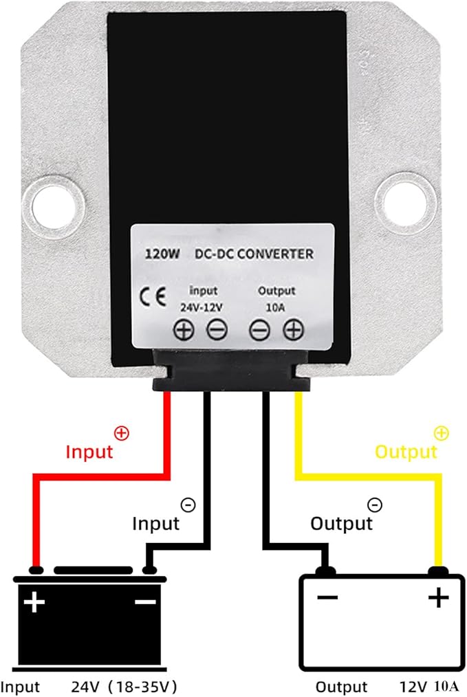 MGGi DC 24V to 12V 10A 120W Voltage Buck Converter Waterproof Power Transformer, Step Down Voltage Reducer, Regulator Power Supply Module Buck Transformer, for Golf Cart, forklifts, Car
