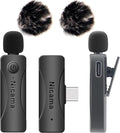 Nicama AS12 USB-C Wireless lavalier Microphone with 2 transmitters for iPhone 15 16 Type-c Android Samsung Smartphone Laptop Live Streaming YouTube TikTok (2TX+RX)