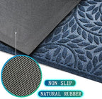 Bulijojo Front Door Mat Entrance,Durable Heavy Duty Welcome Mat,Thick Absorbent Natural Rubber Non Slip Mat,Sturdy Entryway Blue 17"x30" - Image 5