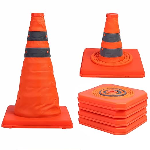 Sunnyglade 4 Pack 15.5 inch Collapsible Traffic Cones Multi Purpose Pop up Reflective Safety Cone