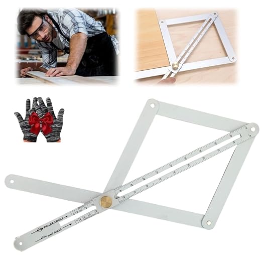 Premium Corner Angle Finder, Protractor Angle Finder Tool, Miter Angle Finder for Precise Cuts and Corner Measurements, Aluminum Alloy Build (Aluminum-Long)
