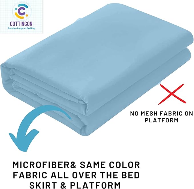 Ruffled Bed Skirt with Split Corners-Dust Ruffle - 18" Drop 100% Microfiber Soft,Sheen & Luxurious Look - Bed Skirts (Light Blue -Full)