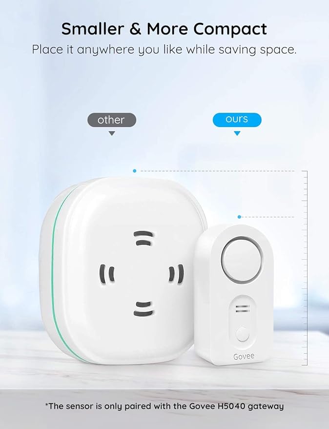 Govee Water Leak Detectors 1 Pack, 100dB Adjustable Audio Alarm Sensor, Sensitive Leak and Drip Alert, for Kitchen Bathroom Basement (Cannot Connect to Wi-Fi Directly)
