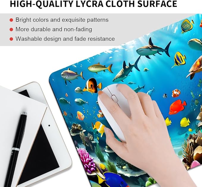 Underwater World of The Ocean Square Mouse pad, Texture, Waterproof, Anti Slip Rubber Base, Computer Mouse pad, Laptop Mouse pad