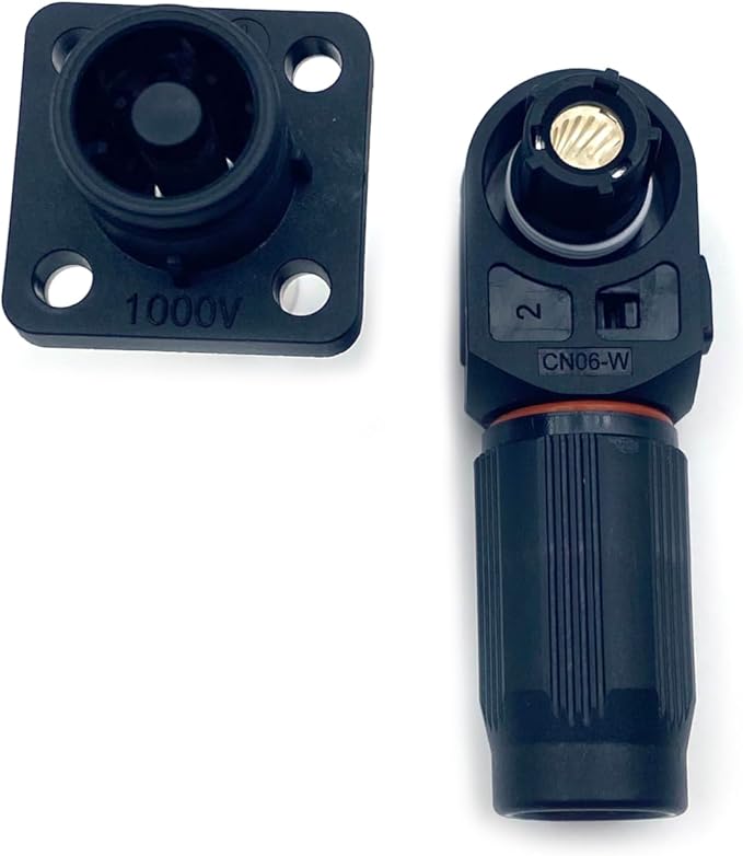 1 Set Battery Energy Storage Connector, 400A High Current Connectors Quick Plug Terminal Black Right Angle Plug and Socket IP67 Waterproof Power Adapter Crimping 150mm² Wiring (1500V)