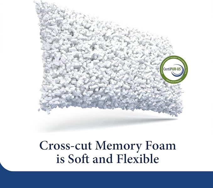Cosy House Collection Luxury Rayon Derived from Bamboo Shredded Memory Foam Pillow - Adjustable & Removable Fill - Cool & Breathable Cover with Zipper for Side, Back, & Stomach Sleepers (Queen)