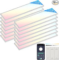 AIKVSXER 12 Pack 1x4 FT LED Flat Panel Light Surface Mount, with Wireless Switch & App Control, Night Mode, 50W 5500LM, 3000K/4000K/6500K, Ultra-Thin LED Light for Office Home,120-277V - White