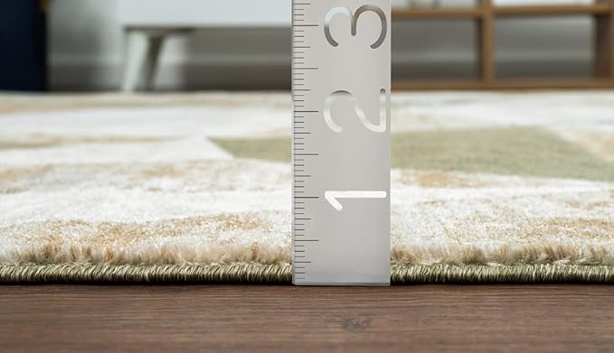 Abani Savoy Collection Area Rug - Green and Cream Geometric Design - 7'9"'x10'2 -Easy to Clean - Durable for Kids and Pets - Non-Shedding - Medium Pile - Soft Feel -for Living Room, Bedroom & Office