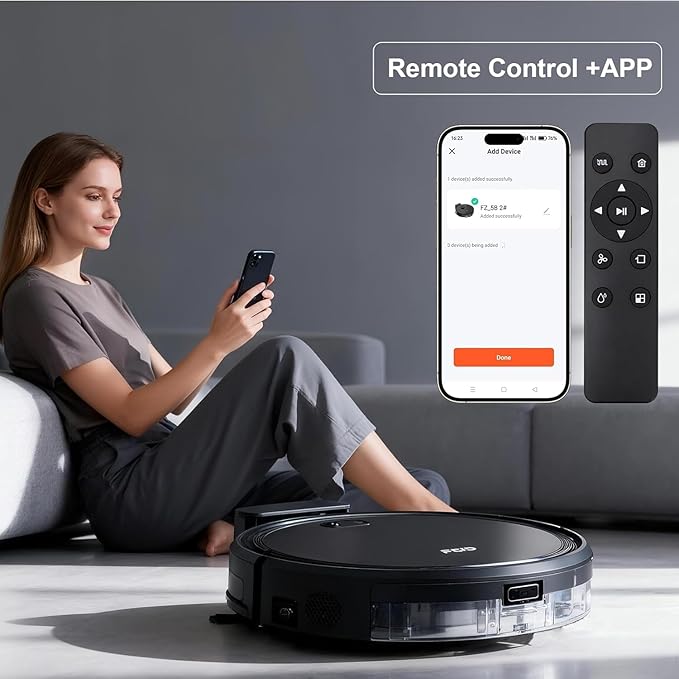 FGID Robot Vacuum and Mop Combo, 2 in 1 Mopping Robotic Vacuum Cleaner w Schedule,Robot Vacuum Self Emptying App/Remote,5000Pa Strong Suction, Slim, Ideal for Hard Floor, Pet Hair, Low-Pile Carpet