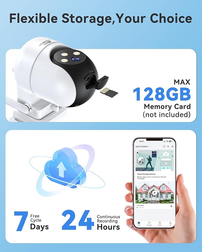 MUBVIEW 360° Security Cameras Wireless Outdoor,24/7 Wired Outdoor Camera for Home Security,Motion Tracking,5G/2.4G WiFi Security Camera,Night Vision, IP66,AI Detection,Local & Cloud Storage,2-Pack