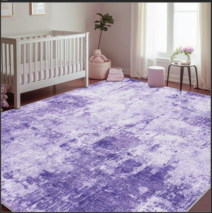 RELEANY Washable 7'x9' Abstract Area Rug for Living Room Purple - Image 3