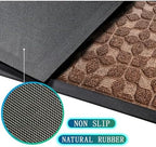 Bulijojo Sturdy Front Entrance Doormats,Durable Heavy Duty Welcome Mat,Thick Absorbent Natural Rubber Non Slip Mat,Easy Clean Entryway Mat 17"x30" Geometric Brown - Image 2