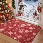 2x3 Christmas Rug,Small Washable Entryway Rug Non Slip,Red by Restydon