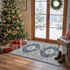 2x4 Non-Slip Entryway Area Rugs: Washable Stain Resistant Kitchen Carpet Printed Doormat Soft Low Pile Nursery Rug Vintage Small Floor Mat for Hardwood Bedroom Cozy Home Decor fot Family(2x4,Blue) by HYHAOYUNLAI
