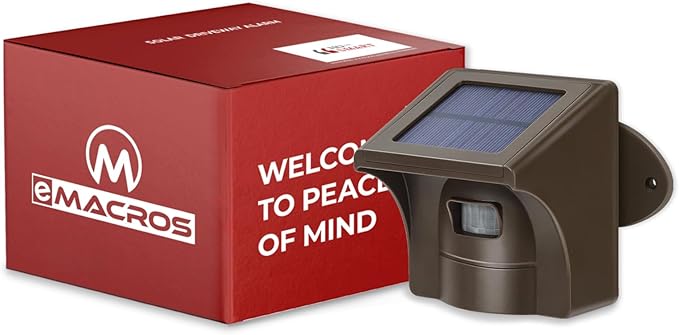 eMACROS Single Solar Sensor Incompatible with Pre-2022 Versions— 1/2 Mile Long Range Motion Sensor for Long Driveways, Homes & Large Properties, Outdoor Weatherproof Security Alert System