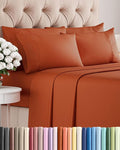 Queen Sheets Set 6 Piece - Bed Sheets Queen Size - Soft Hotel Luxury Bedding - Cooling, Comfy & Breathable - 1 Flat & 1 Fitted and 4 Pillowcases with Deep Pockets - Wrinkle and Fade Free - Terracotta