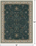 Hazo Haus Vintage Dark Green 6x8 Dining Room Rugs for Under Kitchen Table - Washable Livinig Room Rug - Unique Floral Pastel Low Pile Non-Slip Area Rugs for Bedroom - Image 2