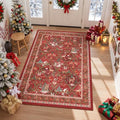 3x5 Christmas Kitchen Rugs for Living Room,Washable Area Rug,Red by Restydon