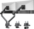 monTEK Dual Monitor Stand for 2 Screens 17 to 35 Inch, Heavy Duty Monitor Mount Arm, VESA Mount Desk Stand with C-Clamp/Grommet Base, Holds up to 24.3 lbs Per Arm, VESA 75/100mm, Gray, MA1010DG-D