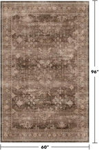 Hazo Haus Taupe Brown 5x8 Rug for Living Room - Vintage Traditional Dark Neutral Geometric, Washable Foldable Non-Slip Area Rugs for Dining Under Table, Home Office, Guest Room - Image 2