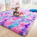 4x6 Tie-Dyed Pink Purple Blue Fluffy Area Rug Non-Slip for Kids Bedroom by ModernHomeDecor