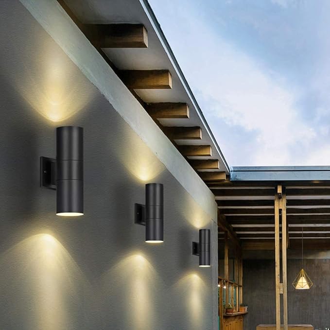 wowlite Outdoor Wall Light, Exterior Lighting, Matte Black Waterproof Wall Mount Cylinder Design, Up Down Light Fixture for Porch, Backyard and Patio, 1 Pack