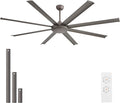WINGBO 80 Inch Industrial Ceiling Fan without Light, 8 Aluminum Blades Ceiling Fan No Light, 6-Speed Reversible Noiseless DC Motor for Kitchen Bedroom Living Room, Charcoal Gray