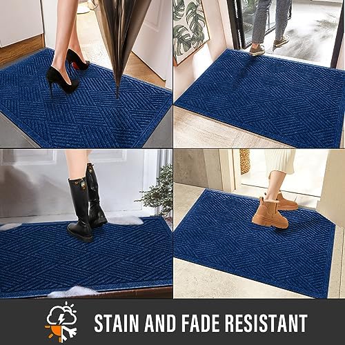 HIYARD Sturdy Front Door Mat, Absorbent Muddy Dirt Resist Welcome Door Mats Outdoor Indoor, Stain and Fade Resistant, Non-Slip Rubber Backing Low Profile Doormat for Entryway, 47×32, Blue - Image 5