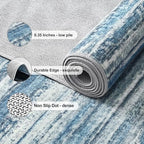 Chicrug 6x9 Blue Washable Striped Abstract Area Rug for Living Room Bedroom - Image 3