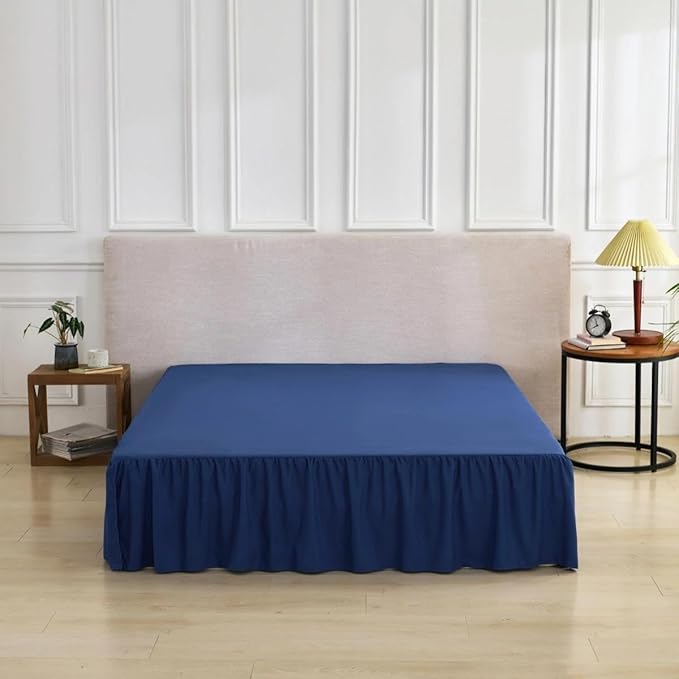 Bed Skirt Queen Size Ruffled Bed Skirt with Split Corners, Queen Bed Skirts 12 Inch Drop, Queen Size Bed Skirting with Platform, 12'' Queen, Navy Blue