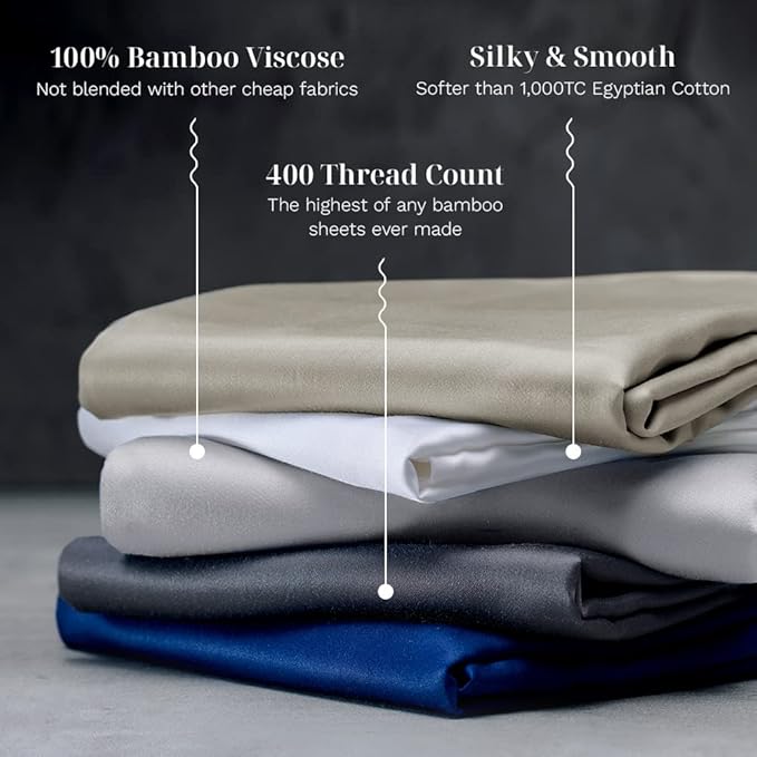 LUXOME Luxury Sheet Set | 100% Rayon (Viscose) from Bamboo | California King - Sapphire | Deep Pockets | 4-Piece Set (Fitted, Flat, 2 Pillowcases)