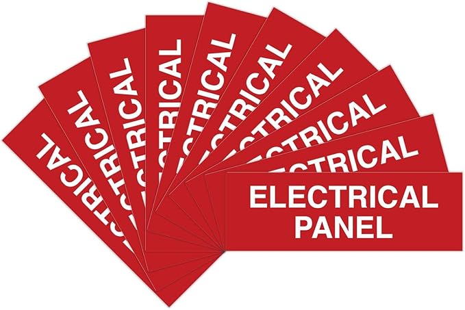 All Quality Basic Electrical Panel Sign - Fire Regulation Safety Compliance Sign Red - Medium (10 Pack)