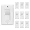 TOPGREENER Digital Dimmer Paddle Light Switch for Dimmable 300W LED/CFL Lights, Single Pole/3-Way, Modern Upgrade,LED Slide Dimmer, Wall Plate Included, UL Listed, White,10 Pack