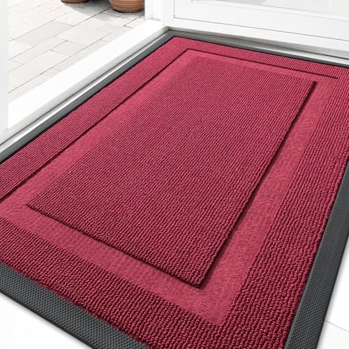 OLANLY Front Door Mat Outside 33x21, All-Season Heavy-Duty Rubber Doormat by OLANLY