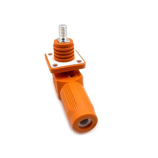 120A Battery Energy Storage Connector, 25mm² High Current Connectors IP67 Waterproof Stud Wiring Power Adapter Quick Plug Terminal Right Angle Plug and Socket （1000V Orange)