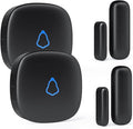 METAK Wireless Door Chime, Door Open Contact Sensor Alarm with 500 FT Range, 58 Chimes and 5 Volume Levels for Business/Store/Home/Office When Entering, 2 Transmitter + 2 Plug-in Receiver (Black)