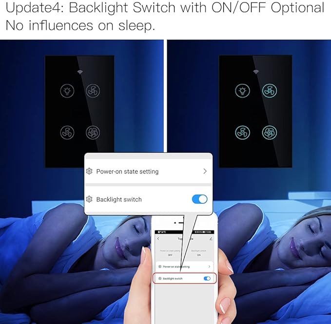 MOES WiFi Smart Ceiling Fan Light Wall Switch, Smart Life/Tuya APP Remote Timer and Counterdown, Compatible with Alexa and Google Home, Black No Hub Required