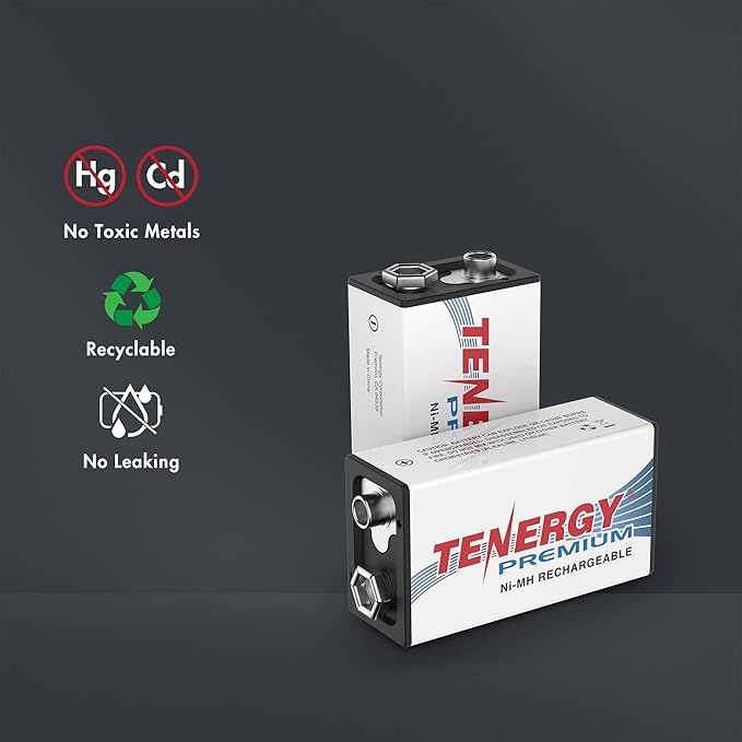 Tenergy TN136 4 Bay 9V Smart Charger with 4 Pieces Tenergy Premium 9V NiMH Rechargeable Batteries