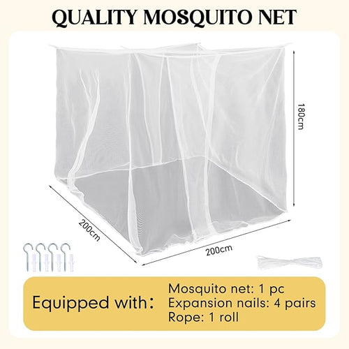 4 Corners Mosquito Net for Mosquiteros para Camas Bed Canopies Netting Bed Drapes Rectangular Mosquito Mesh for Camping Home Outdoor Travel(White B,L79 X W87 X H71 Inch,2 Opening)