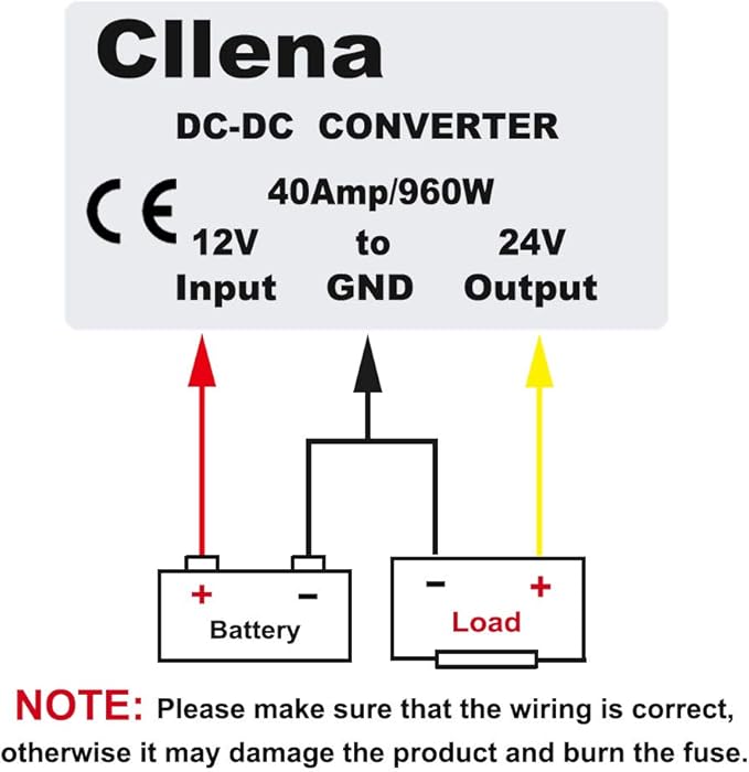 Cllena Waterproof DC/DC 12V to 24V Boost Converter 40A 960W Step Up Voltage Regulator Module Car Power Supply Voltage Transformer (Input 10V-16V)