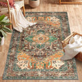 Yamaziot Washable Area Rug for Bedroom, 3x5 Non-Slip Boho Entryway Rug by Yamaziot