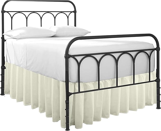 Ruffled Bed Skirt with Split Corners-Dust Ruffle - 15" Drop 100% Microfiber Soft,Sheen & Luxurious Look - Bed Skirts (Ivory -Full)